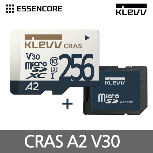 [에센코어]MicroSDHC/XC, Class10, KLEVV CRAS, UHS-I(U3), V30 A2 MicroSDXC 256GB [SD어댑터포함]